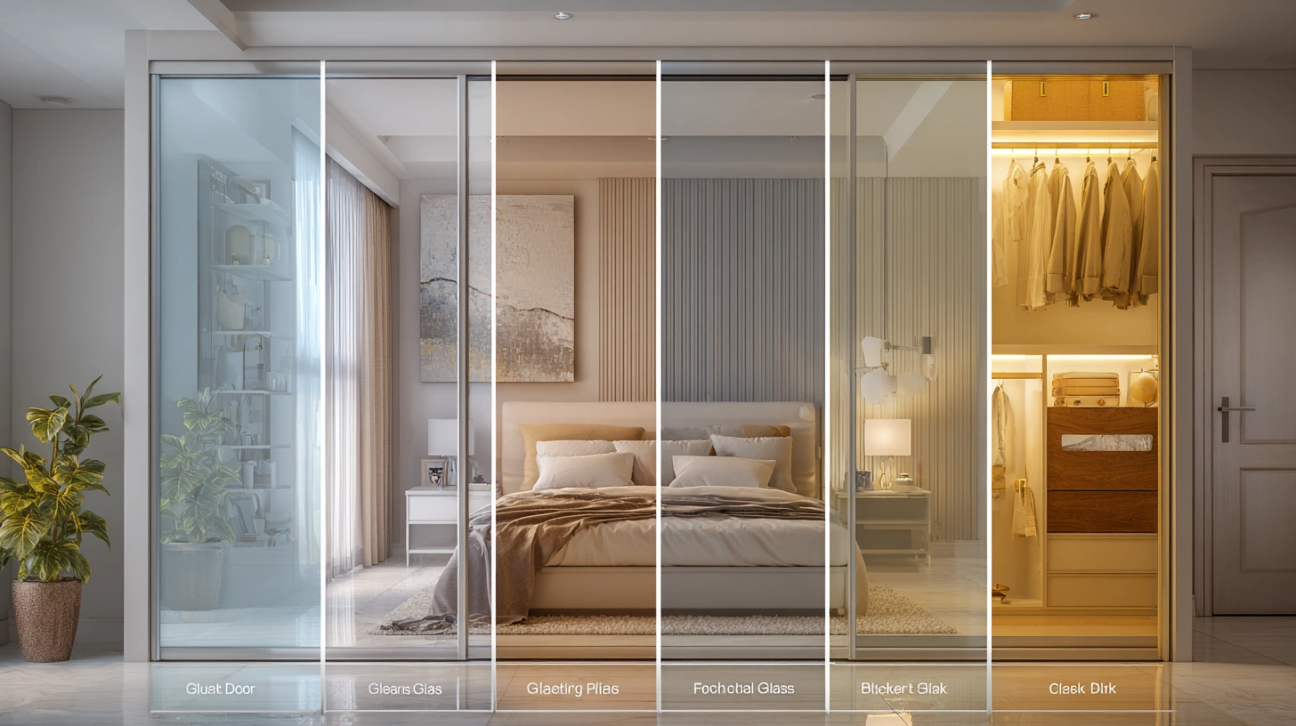 Glass sliding wardrobe doors offer varied finishes for style, privacy, and functionality.