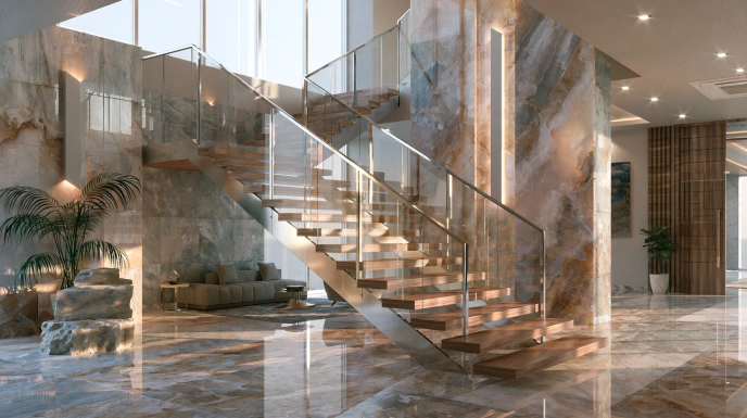 Glass stair railing design