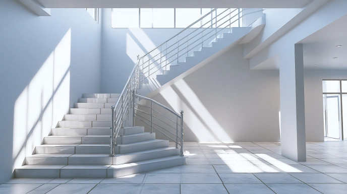 Glass and metal stair grill