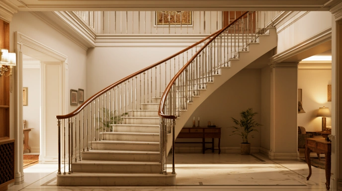 Glass and steel stair grill