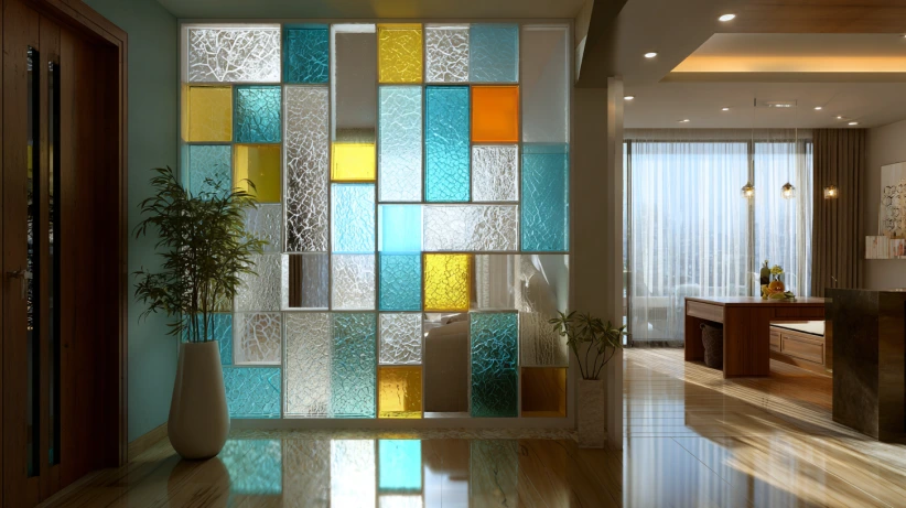translucent finish featured in modern glass brick wall designs