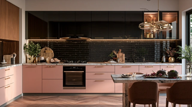 Black metro kitchen tiles