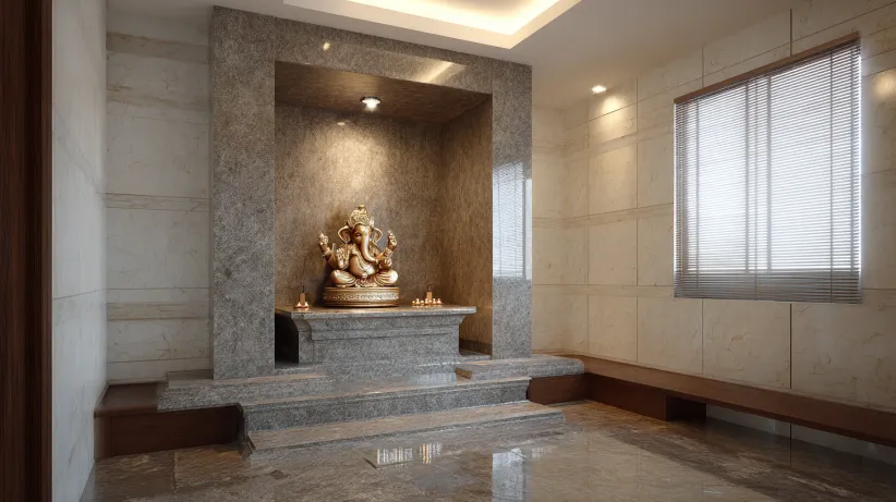 Granite Indian mandir design for home interiors