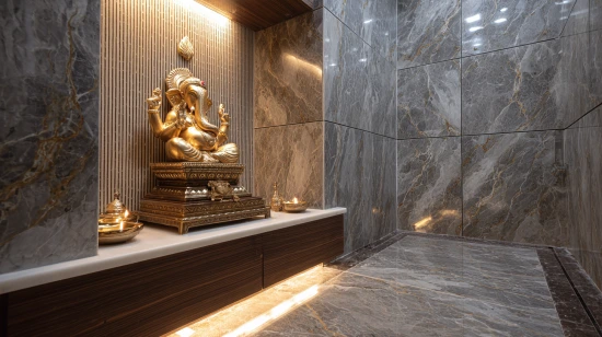 granite tiles offering durability for refined pooja room tile designs