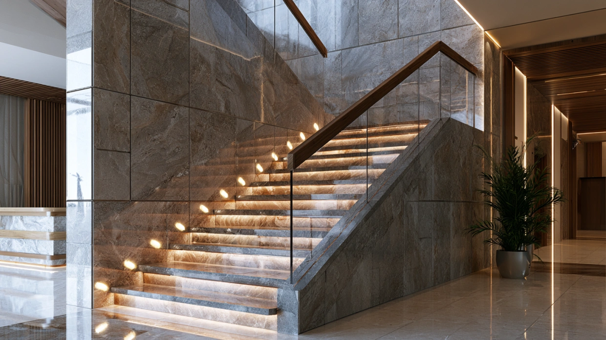 Granite stair wall tiles design