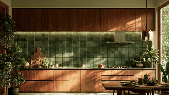 Green kitchen wall tiles