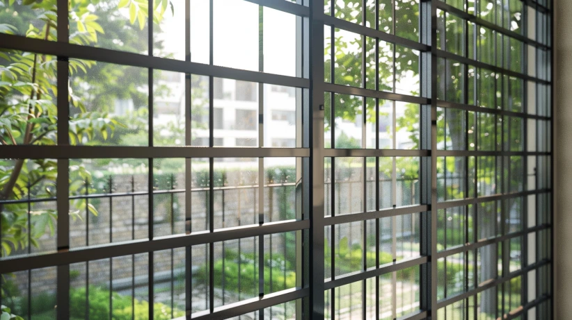 grid-lock pattern featured in a secure window grill design
