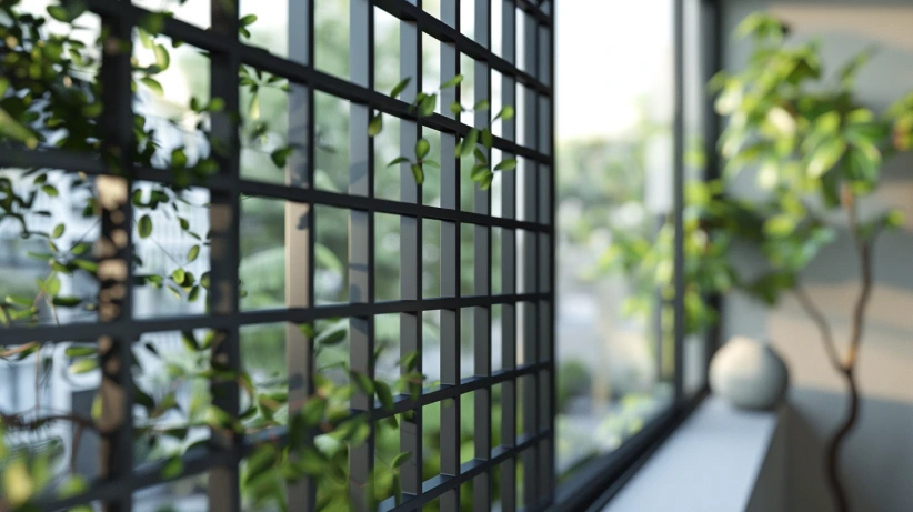 grid pattern featured in a modern window grill design