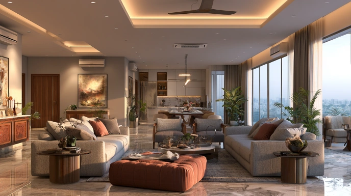 Open-plan ground floor in a duplex