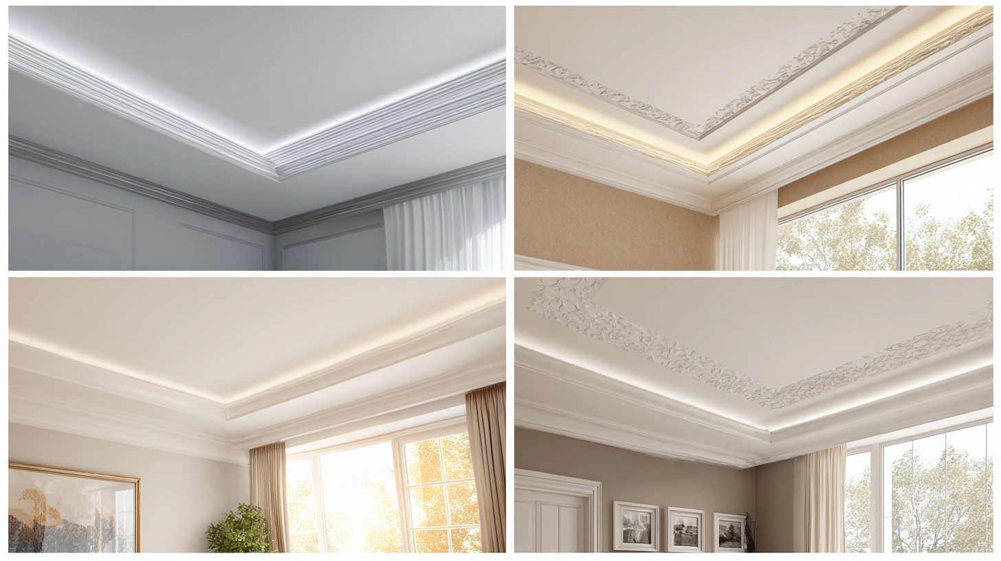 Infographic showing various modern gypsum ceiling architectural styles