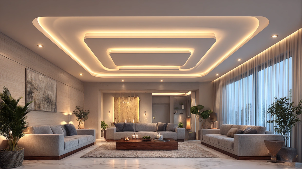 Gypsum ceilings offer smooth finishes and flexible design options.