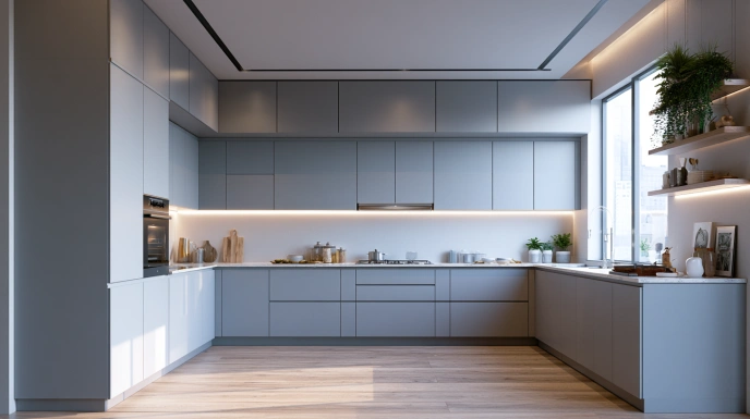 HDHMR modular kitchen with matte cabinets