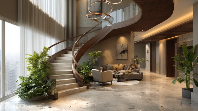 half-round layout featured in stylish staircase design