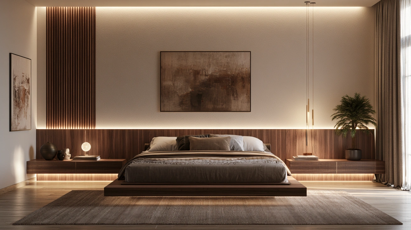 Headboard with floating side tables