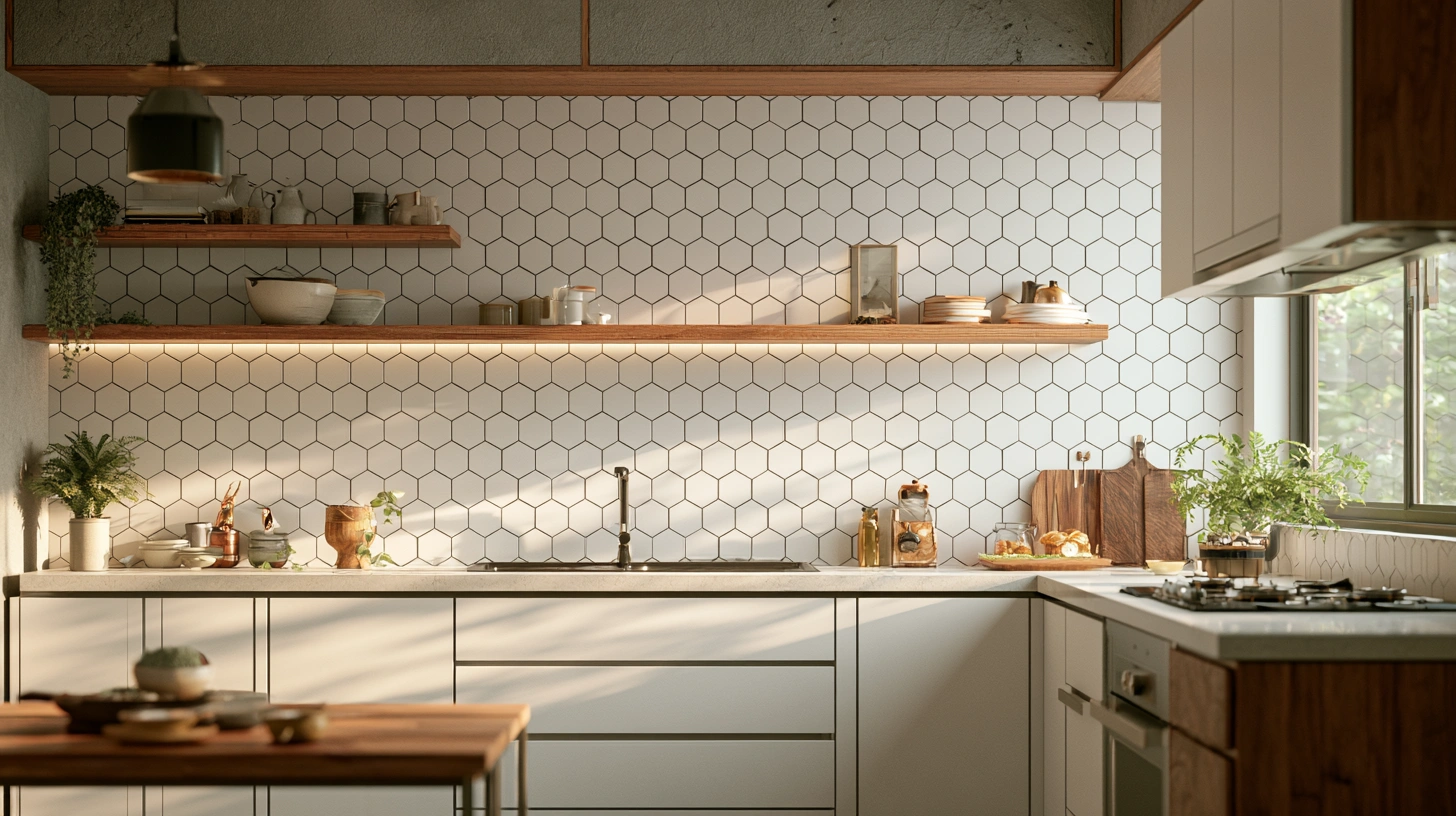 Hexagon kitchen wall tiles