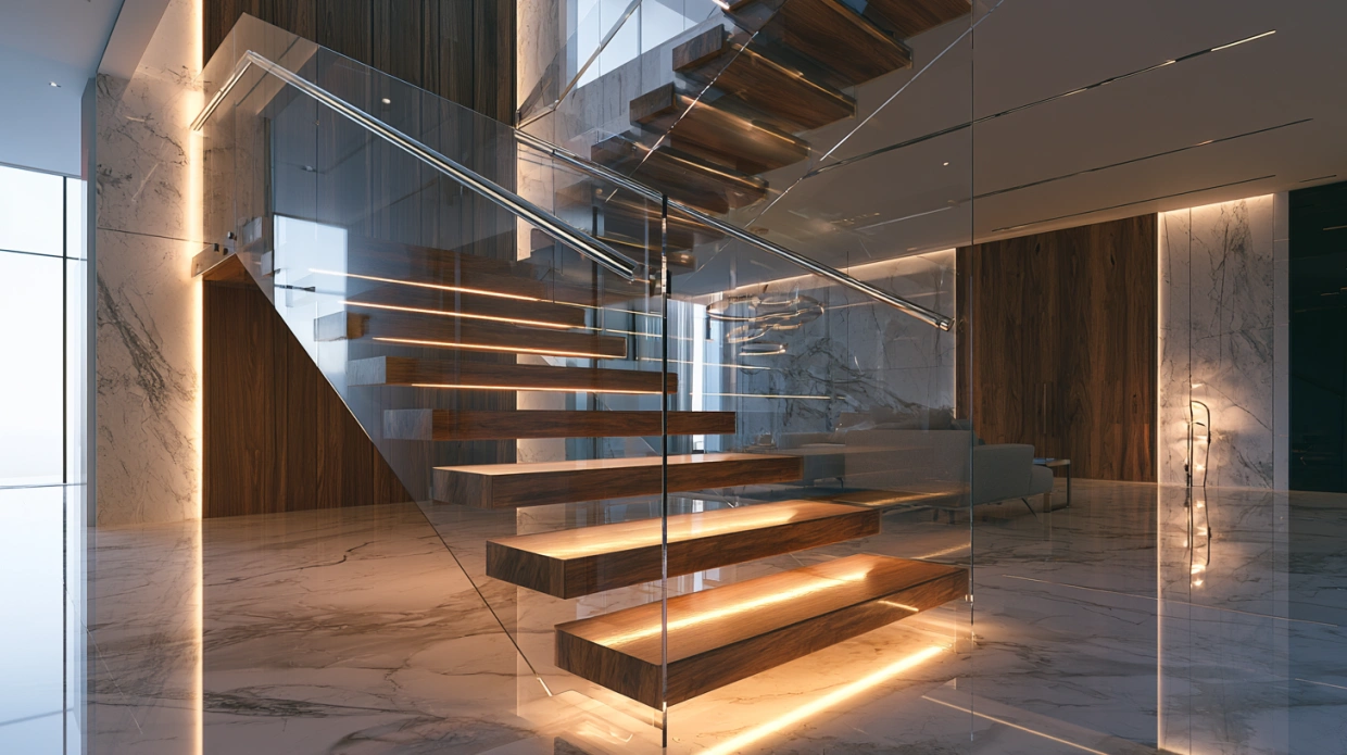 Horizontal steel grill for stairs