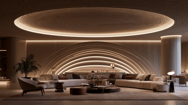 Optical illusion fibre ceiling