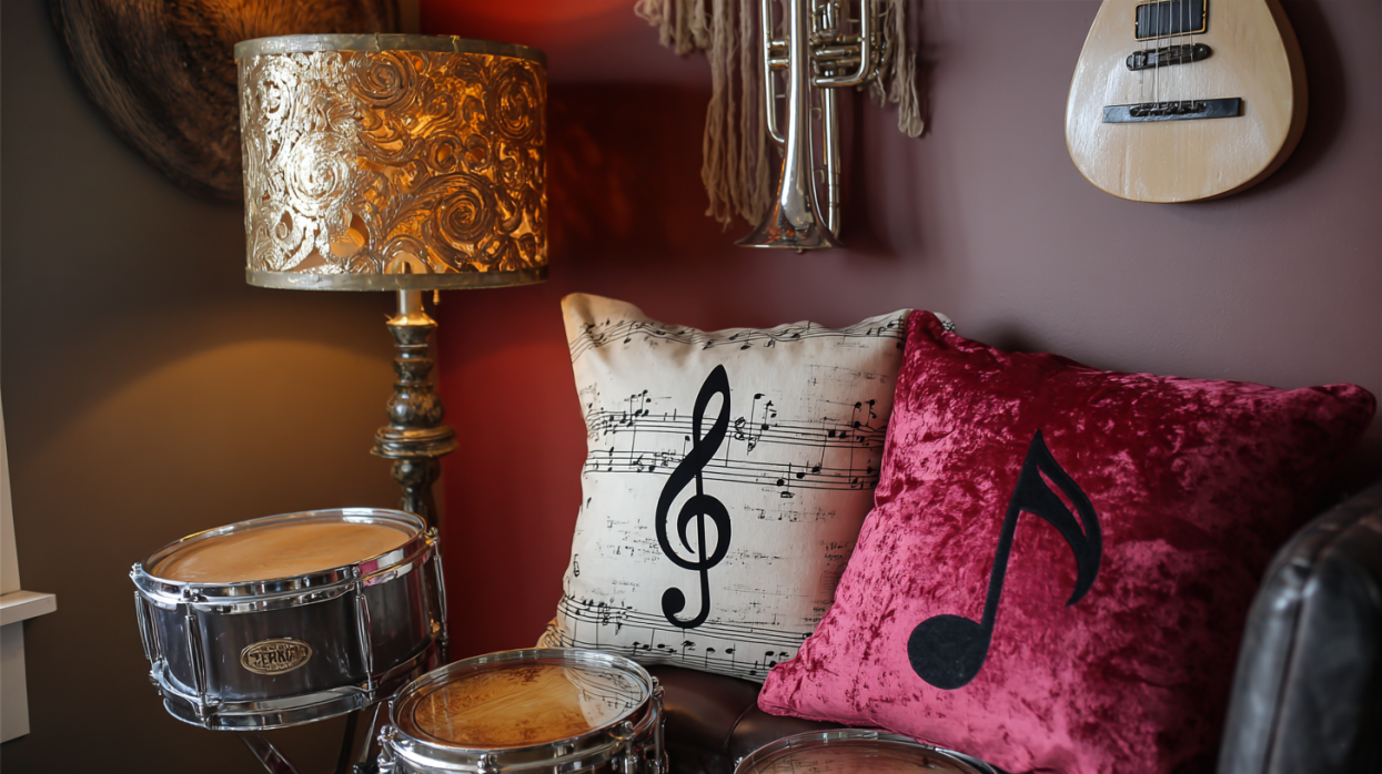 music-themed decor accents in modern music room design
