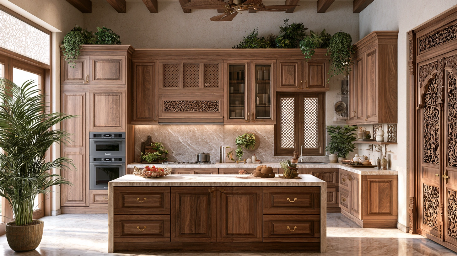 Traditional Makrana marble kitchen