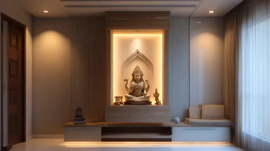 Indian mandir design with backlit panel for home