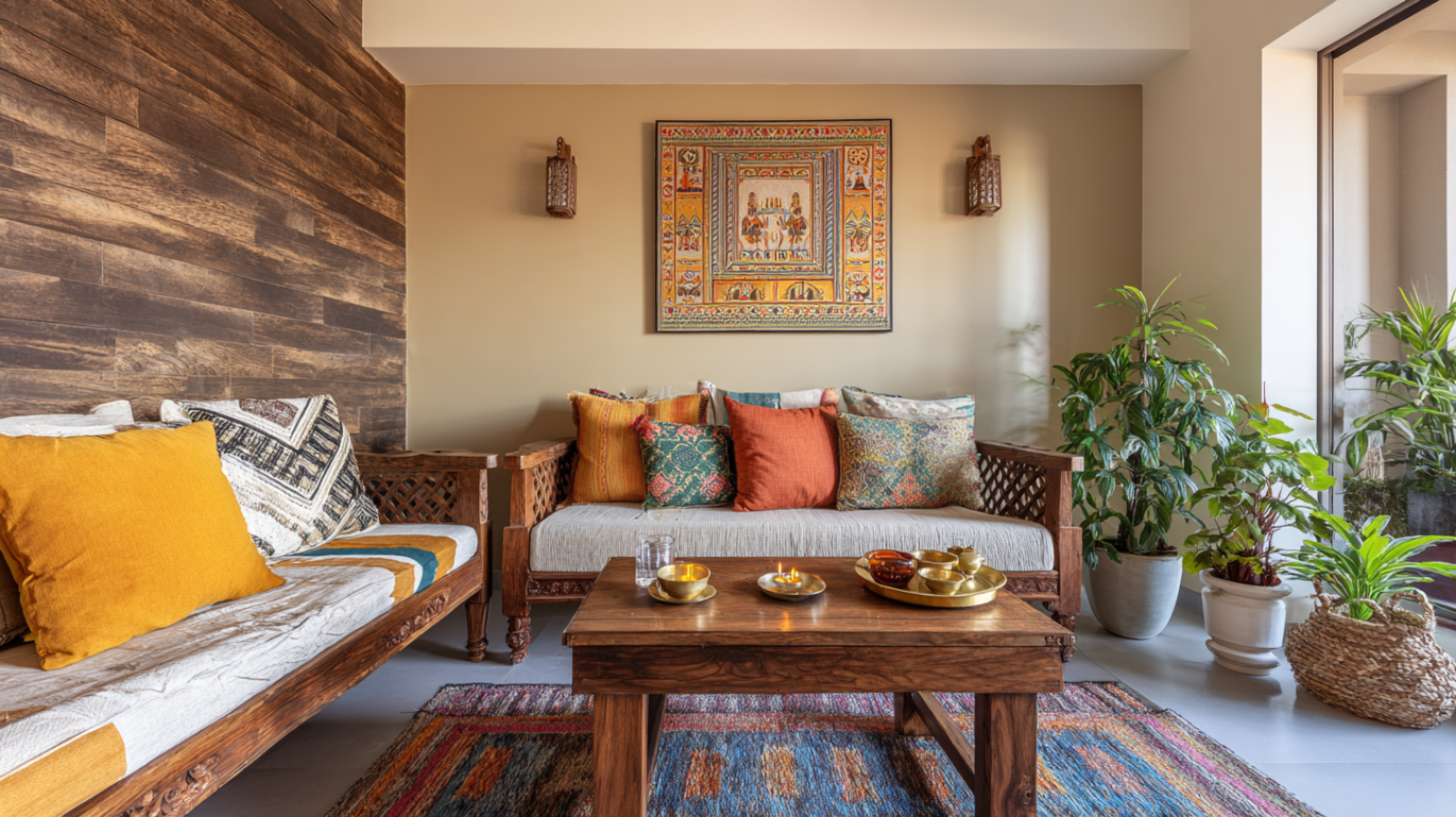 Indian vintage living room with heritage décor