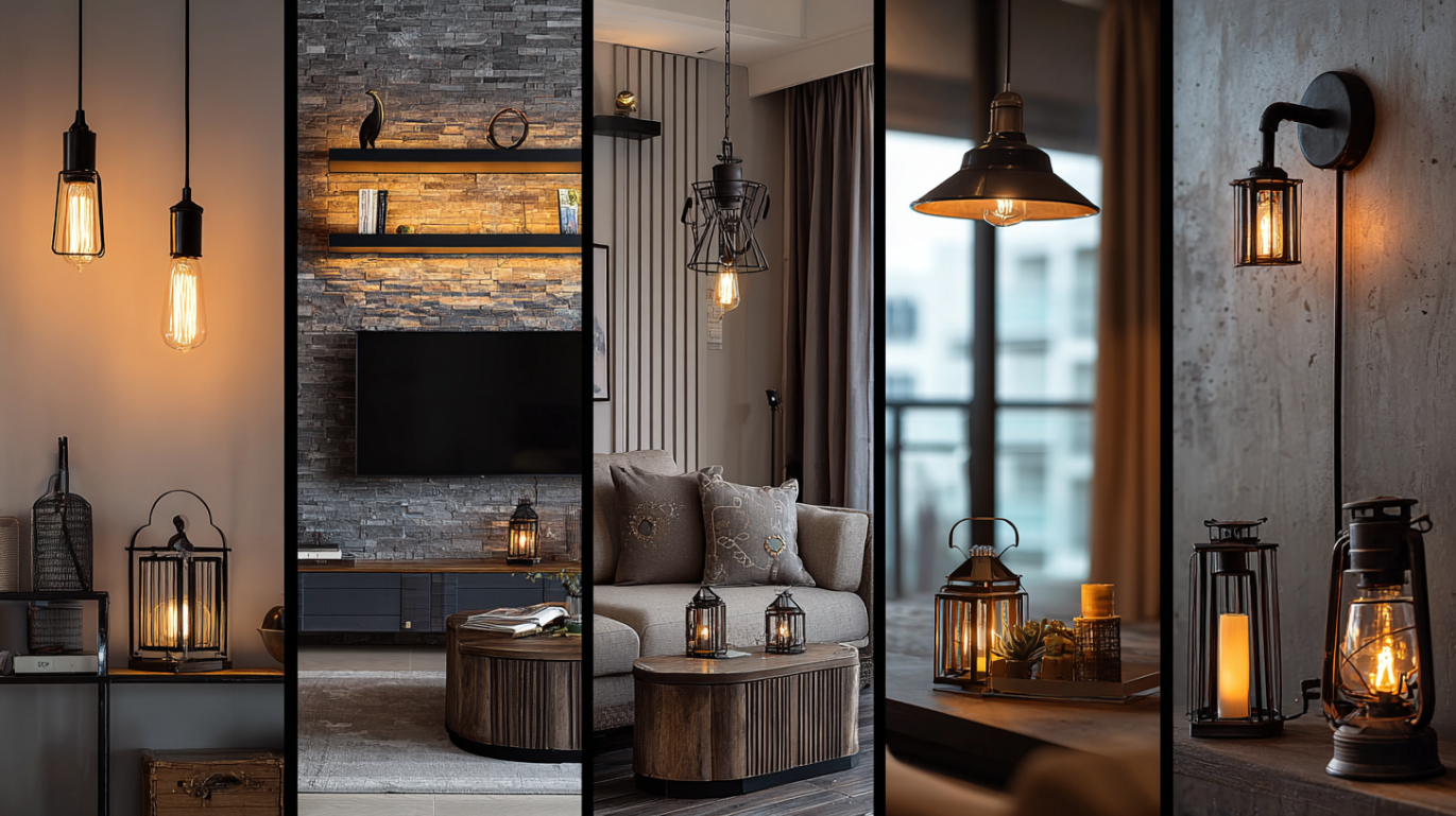 Industrial lighting with Edison bulb pendants