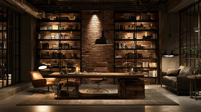 Industrial luxury study room design