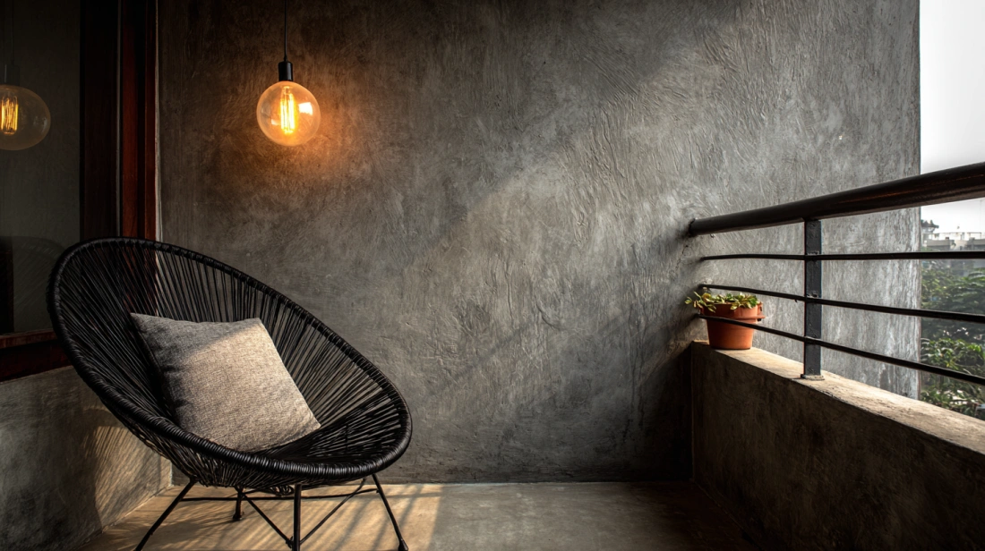 Industrial style balcony sitout design