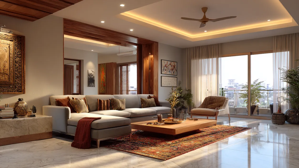 Finished residential interior project with custom decor