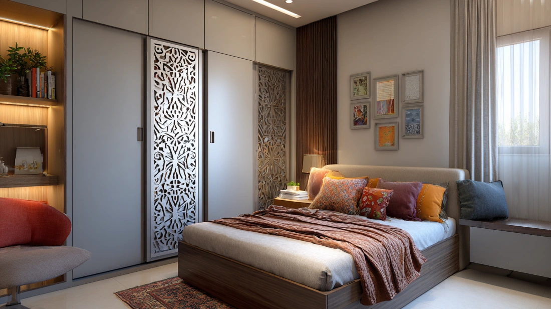 Sleek iron wardrobe with smooth-gliding horizontal sliding doors