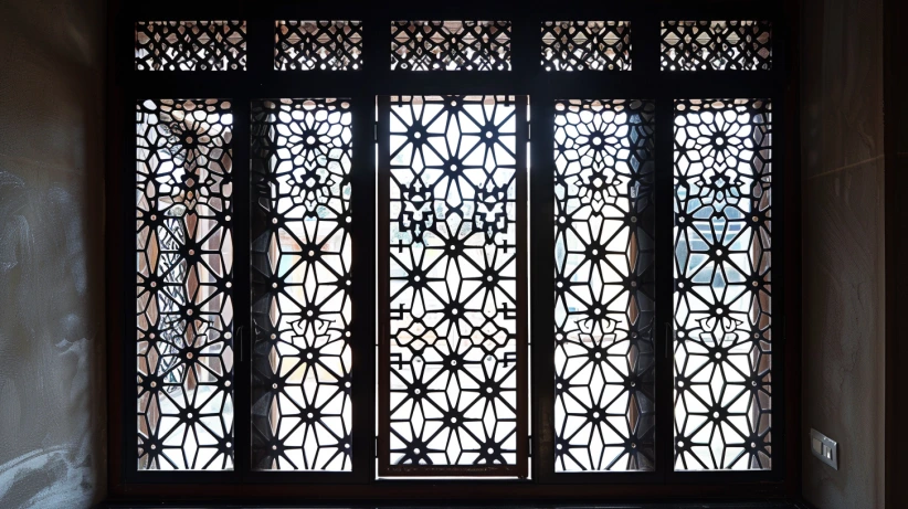 sturdy iron pattern featured in a modern window grill design