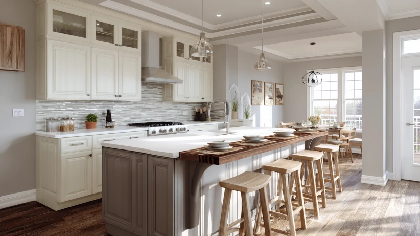 breakfast counter setup featured in a modern island kitchen design