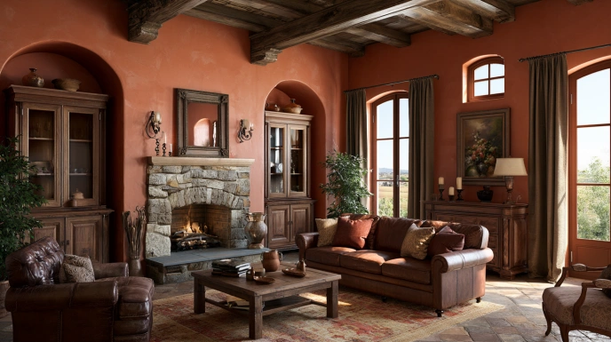 Italian Mediterranean living room design