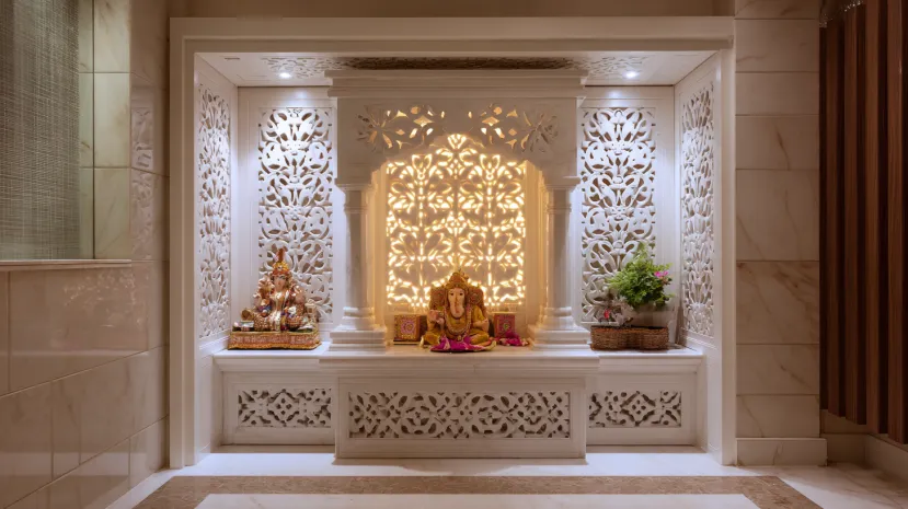 jaali marble pooja mandir designs for elegant home interiors