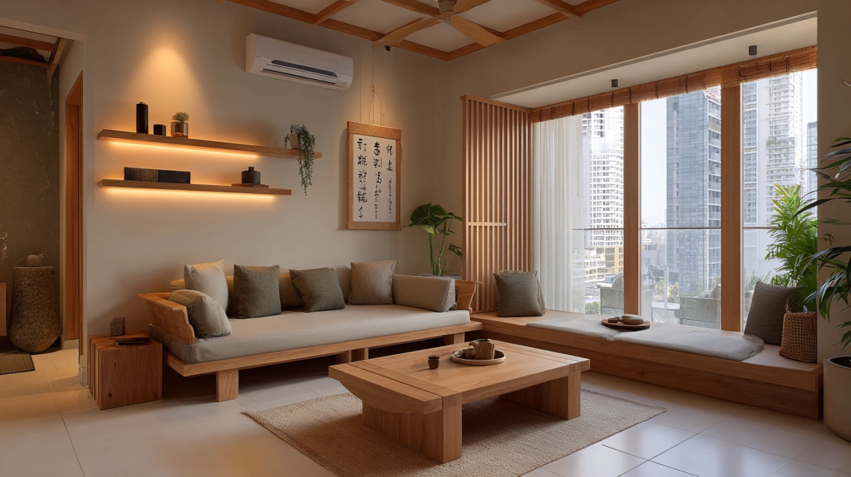 Japandi style living room interior