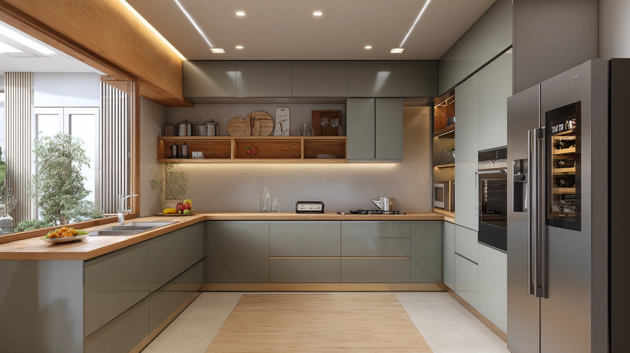 Modern kitchen with matte finish and smart storage