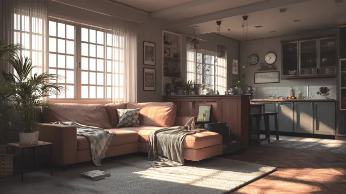Open kitchen styled in generic interior design