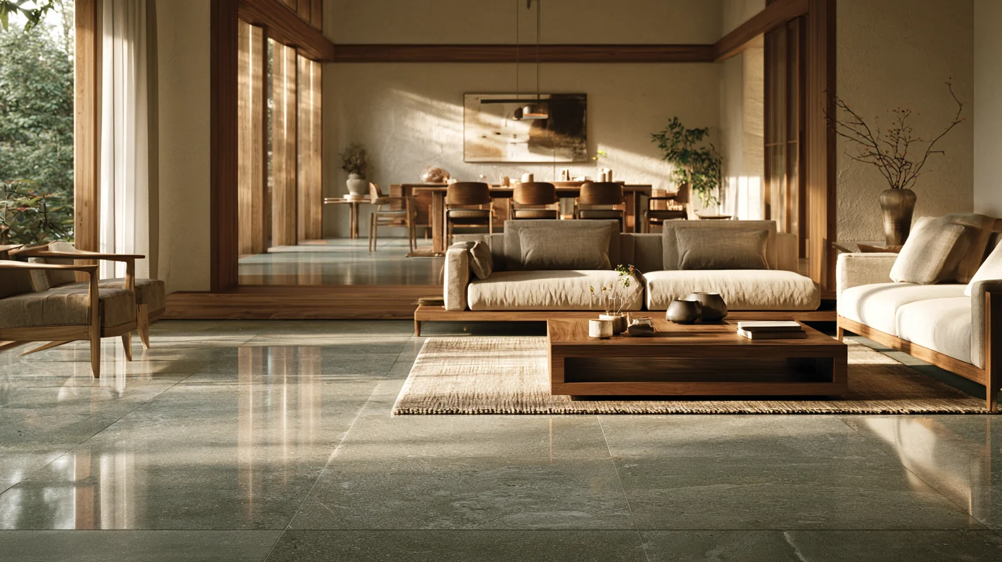 Kota stone flooring in a modern Indian home