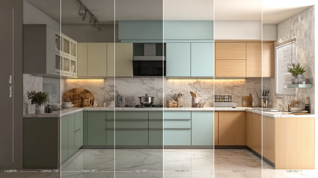 L-shaped kitchen price by size infographic