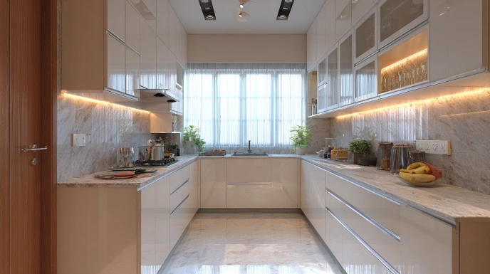 L-shaped kitchen with efficient layout