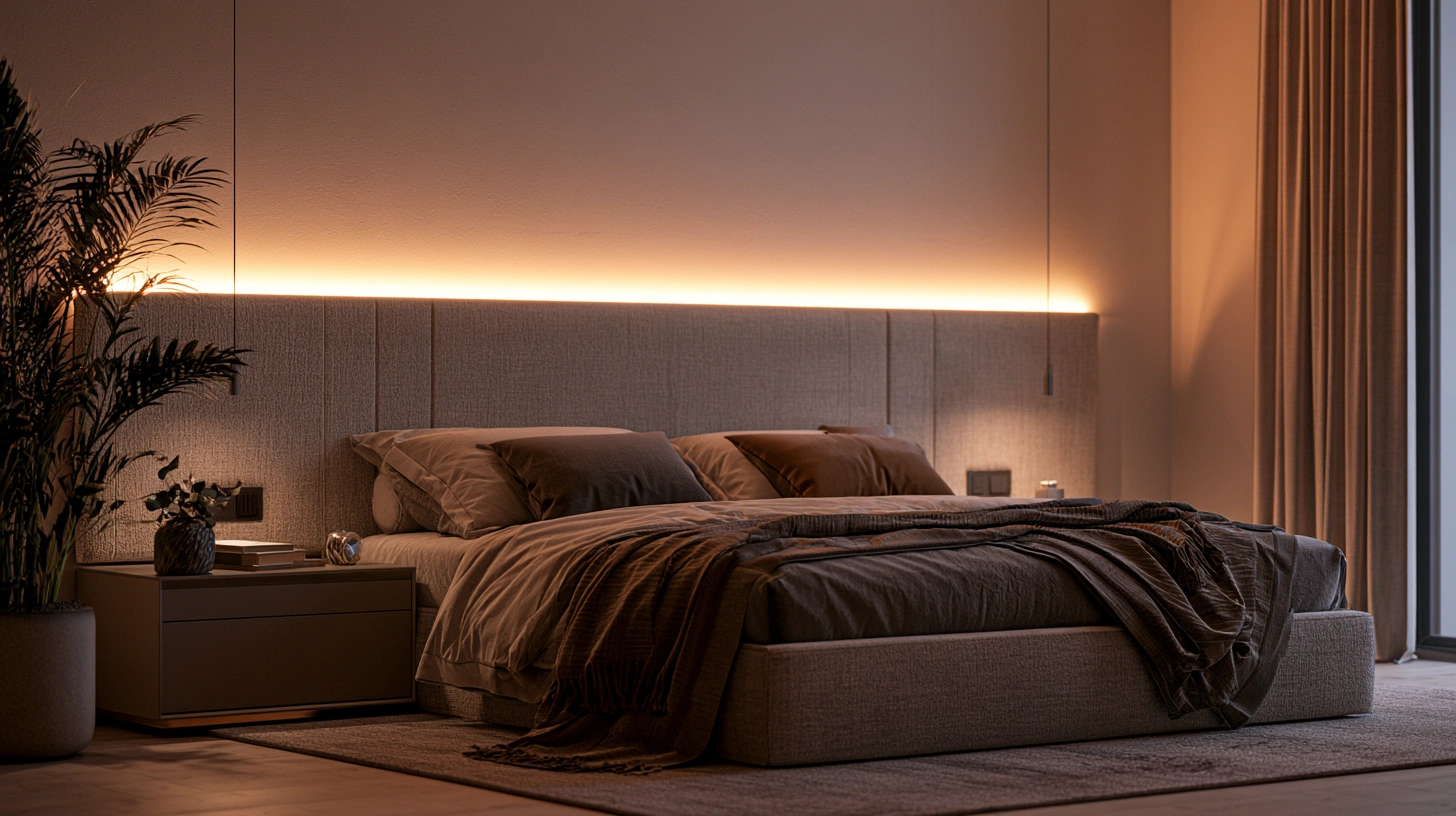 LED backlit modern headboard