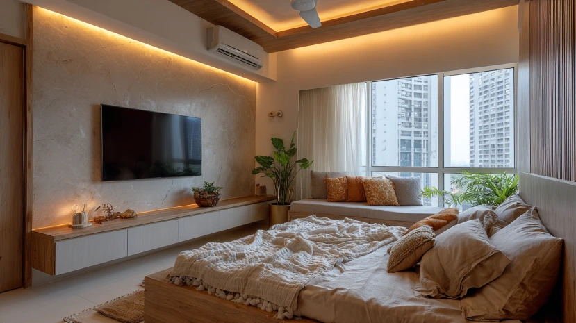 latest tv panel design for bedroom with sleek modern finish