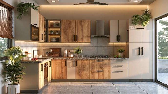 Laminate finish modular kitchen