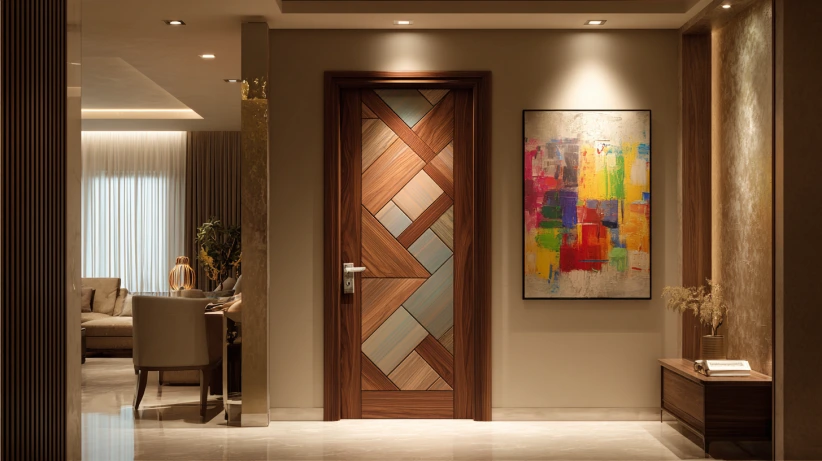 acrylic patterned laminate finish featured in modern flush door designs