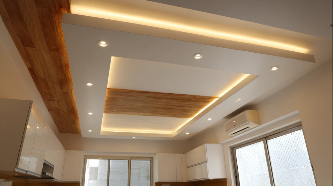 Sleek modern kitchen with minimalist layout and lighting