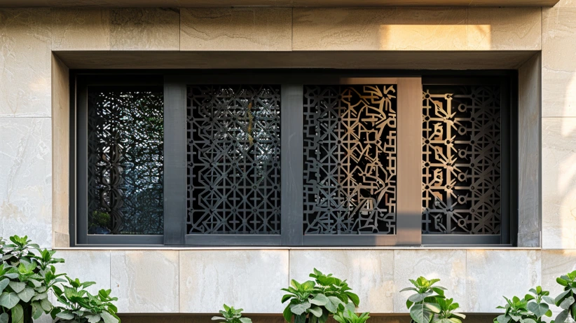 latticed pattern featured in a modern window grill design