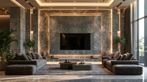 Living room with single focal point