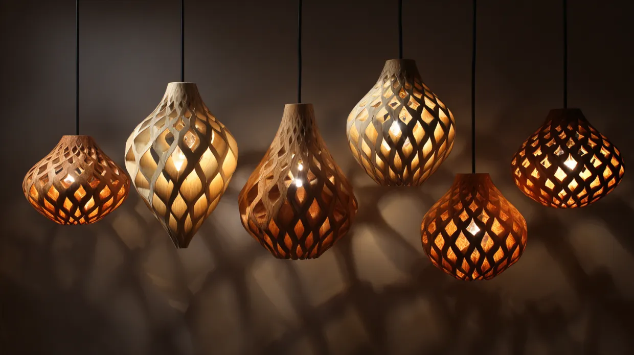 ceiling LED lights creating artistic patterns of light and shadow on the ceiling