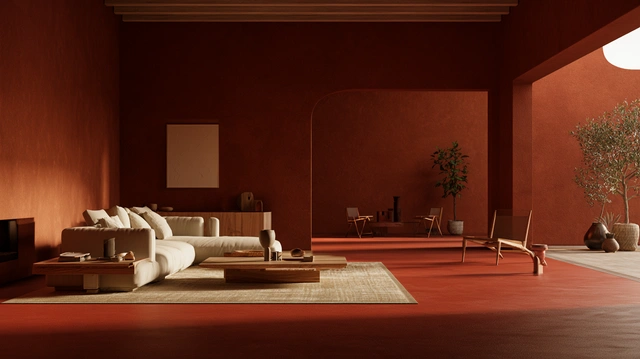 Liquid red oxide floor coating