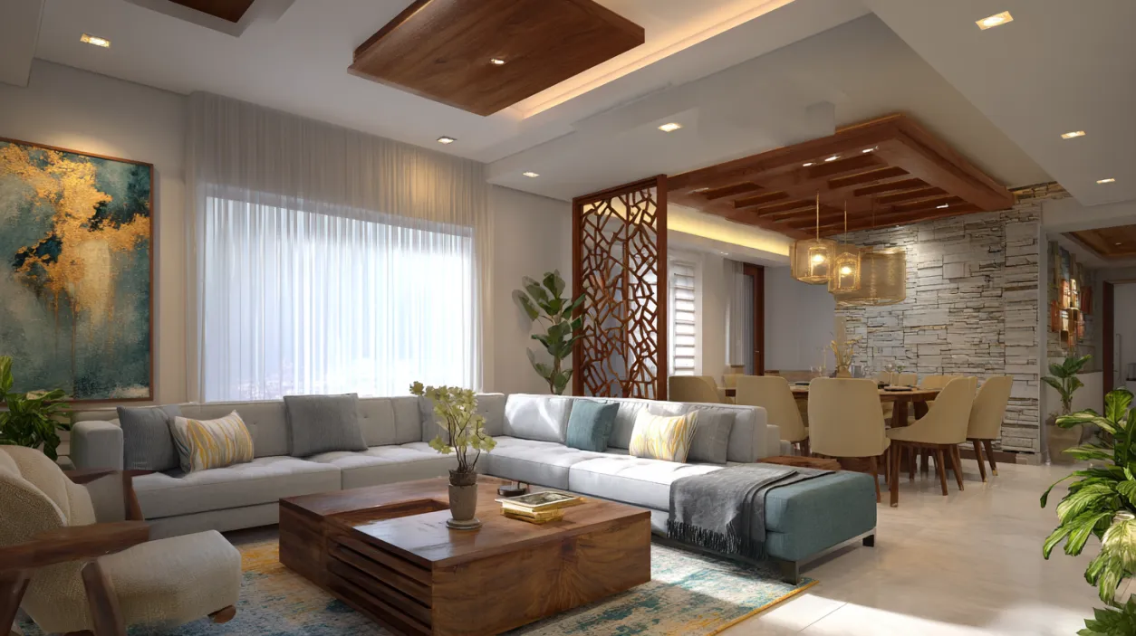 Living and dining room interior design cost in Hyderabad